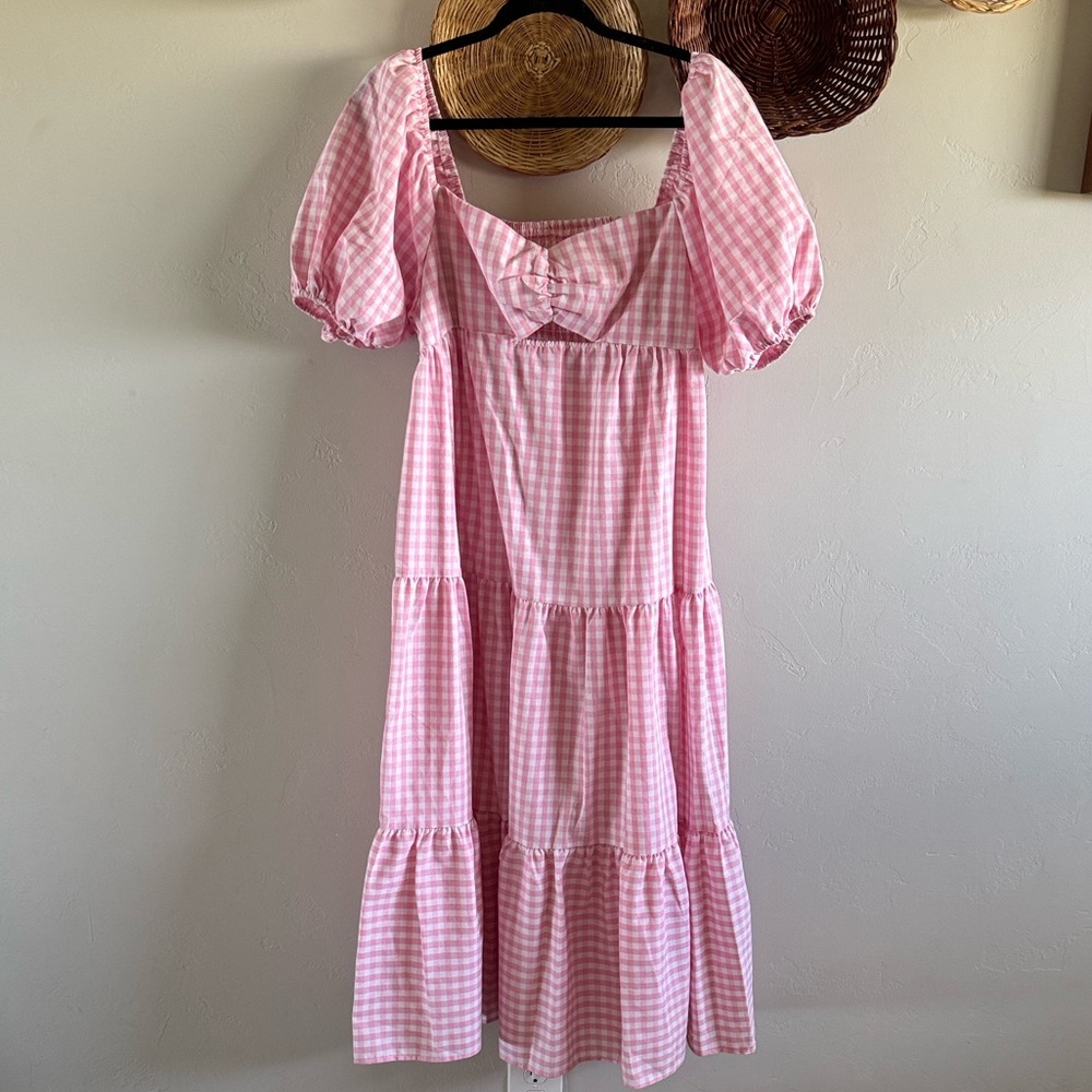 Pink Gingham Maternity Dress